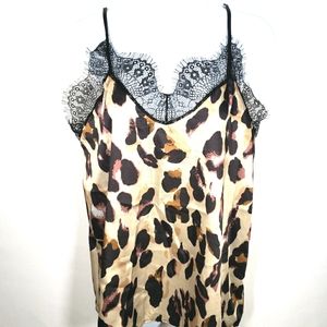 Boohoo Leopard Print Lace Tank Top Size ExtraLarge